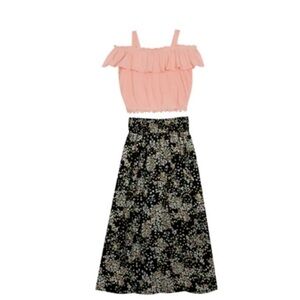 Rare Editions Girls size 7 Off the Shoulder Ruffle Top & Skirt Set
